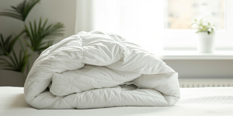 Unmade Bed With White Comforter