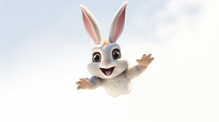 Obraz na płótnie Canvas Flying cartoon rabbit