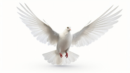 Free flying white dove