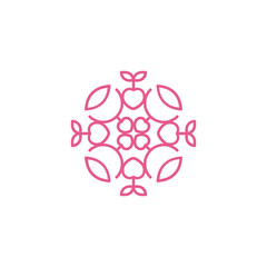 Pink logo monoline vector