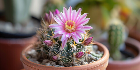blooming cactus in a home pot