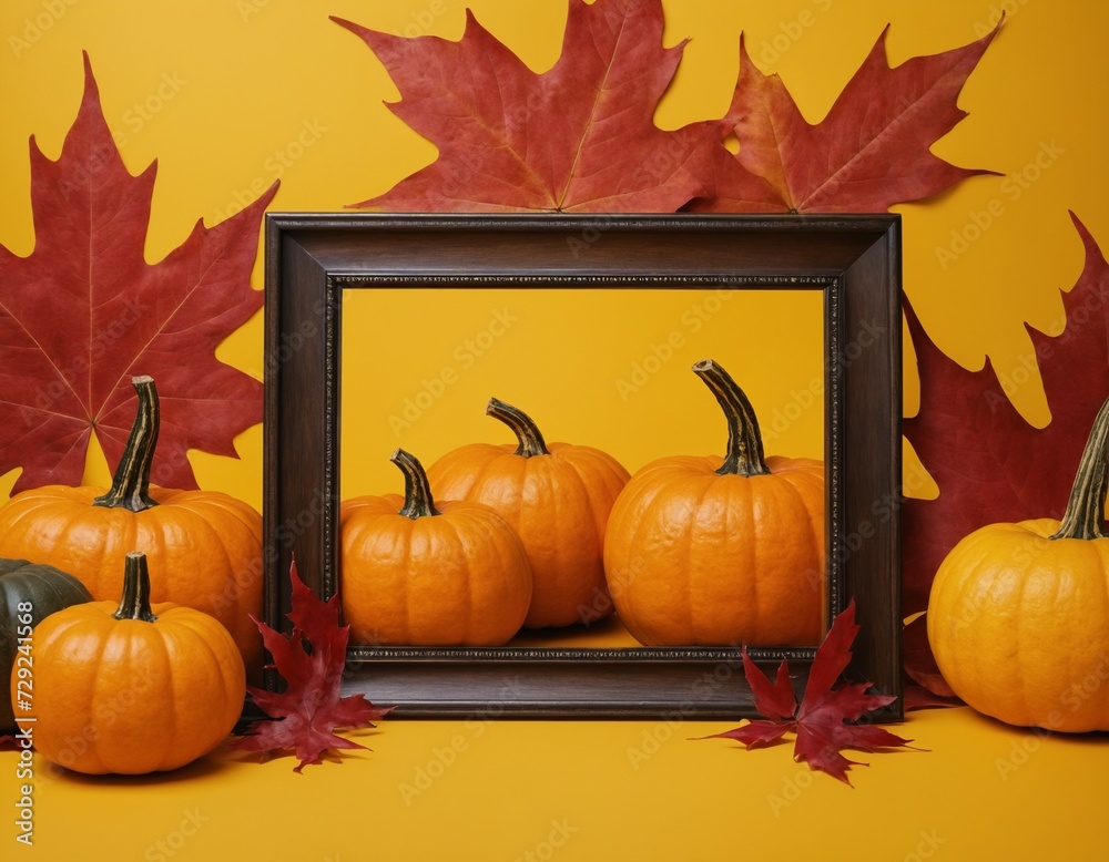Poster a postcard with a frame for halloween in pastel autumn tones with free space for text, made of many 