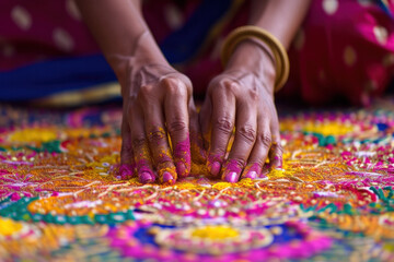 Close-Up of Persons Hands on Rug