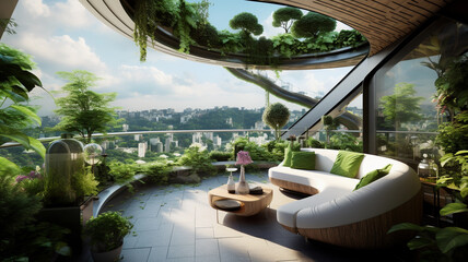 Obraz na płótnie Canvas terrace in a modern ecological interior