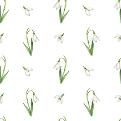 Seamless pattern of watercolor spring flowers. For packaging, textiles and backgrounds