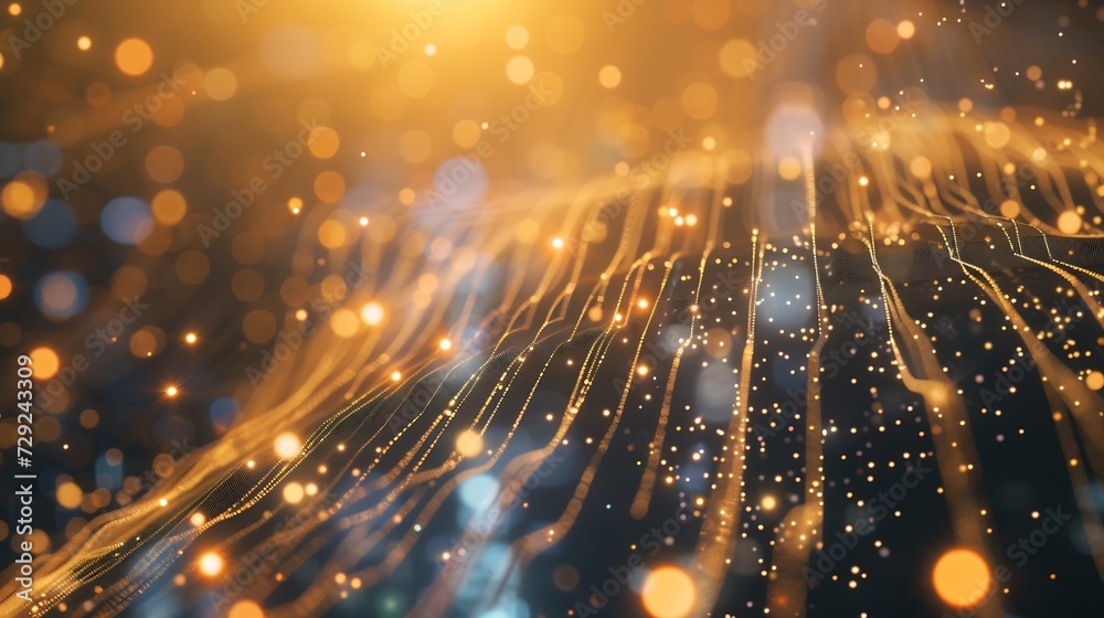 Aufkleber Smart city and abstract dot point connect with gradient line and aesthetic Intricate wave line design , big data connection technology concept . : Generative AI