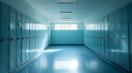 empty school locker room in the hallway. : Generative AI