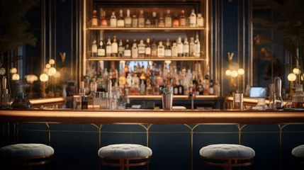 Foto op Plexiglas Elegant bar area featuring a variety of premium drinks and cocktails. Generative AI © vadosloginov