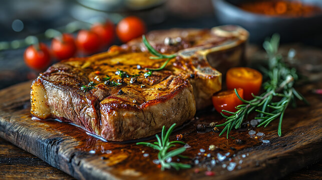 Grilled beef steak with bone