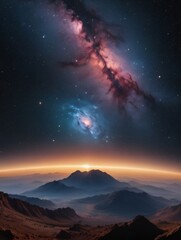 Photo Of Panoramic Space Scene With Stars And Nebula