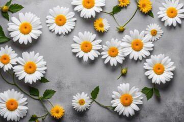 Obraz premium White Daisies on Grey Background