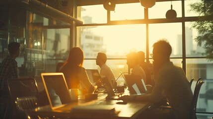 Group of people working in office and digital technology concept. : Generative AI