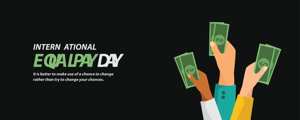 International Equal Pay Day, banner, poster, social media post, vector illustration, awareness, observance, September 18, humanity, equality, diversity, inclusion - obrazy, fototapety, plakaty