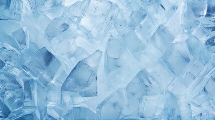 Close-Up View of Ice Crystals. Minimalistic blue background.