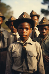 African american boy scouts in uniform.