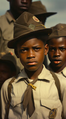 African american boy scouts in uniform.