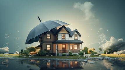 Insurance house coverage concept.