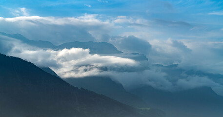 Clouded alpine scenery