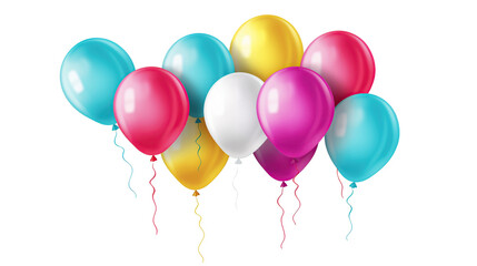 colorful balloons on transparent background