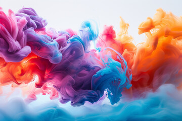 Abstract design of colorful ink waves flowing under water