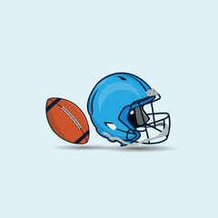 American Football And Helmet Illustrations Vector Elements With Clip Art Set. American Sport competition Ball Element.
