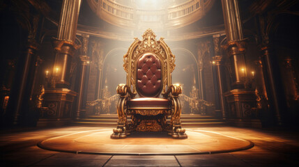 A golden chair in the throne room.