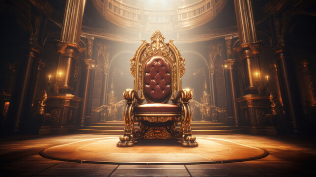 A golden chair in the throne room.