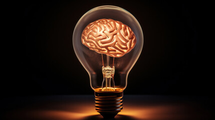 A lamp bulb with human brain.