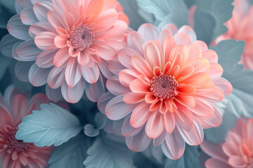 Fototapeta premium Blooming Flora: A Vibrant Bouquet of Colorful Blossoms on a Soft Pink Background