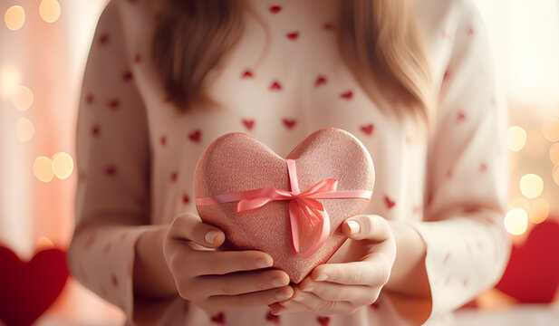 illustration_Smile kid holding pink heart decoration_11
