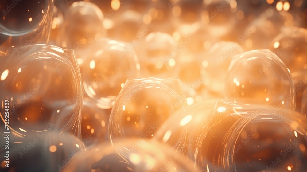 Poster Layers of translucent circles overlapping to produce an abstract and ethereal scene. Generative AI