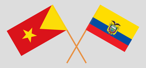 Crossed flags of Tigray and Ecuador. Official colors. Correct proportion