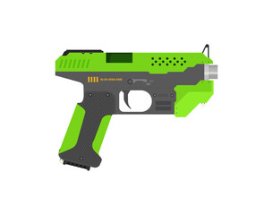 Futuristic Sci-Fi Pistol flat vector. Weapon set. Gun.