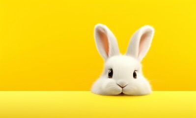 Obraz premium happy easter with cute rabbit on yellow background