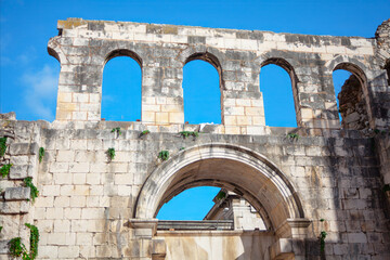 Silver Gate Roman Architecture in Split Croatia. Eastern Gate or Porta Orientalis, ancient arches in Croatia