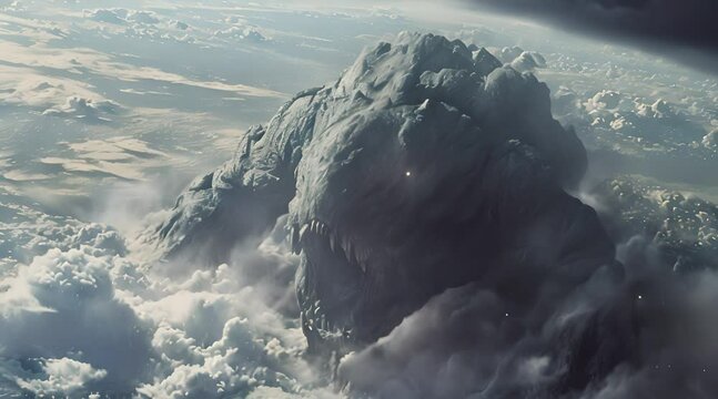Mountain sized planet eater behemoth awakens on a cloudy planet