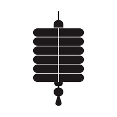 Black Icon Lampion Chinese Flat Vector Illustration 