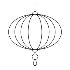 Lampion Chinese Flat Vector Illustration Lines Style 