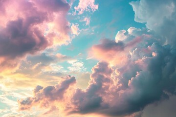 Colorful dramatic sky with cloud at sunset - vintage effect style pictures