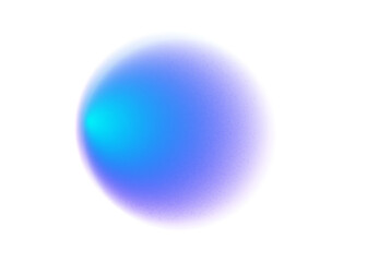 Blue neon circle gradient noise gradation. Abstract color watercolor blur mesh shape on white background. Gradient aura, grain neon blob with noise effect vector illustration.