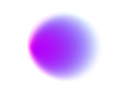 Purple circle gradient noise gradation. Abstract color watercolor blur mesh shape on white background. Gradient aura, grain neon blob with noise effect vector illustration.