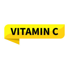 Vitamin C Text In Yellow Ribbon Rectangle Shape For Information Health Announcement Promotion Business Marketing Social Media
