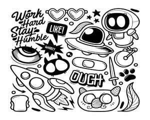 hand drawn set of icon doodle