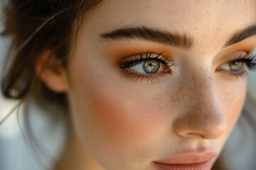 Fototapeta premium Close up of beautiful female model eyes and face 