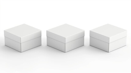 Mockup of three white boxes