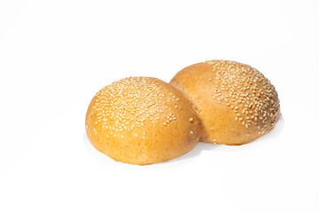 Sweet bun on a white background 2 pcs. Family buns from Berdyansk bakery