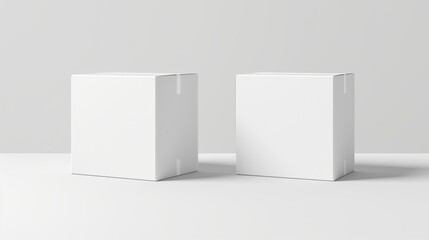 Mockup of two white boxes