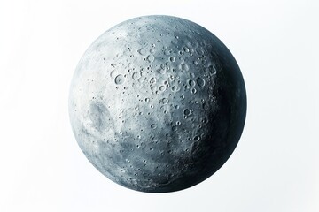 Photo concept of Ariel, a moon of Uranus, exhibiting its cratered surface and icy features against a white background Generative AI - obrazy, fototapety, plakaty