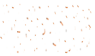 Abstract doted and confetti golden glitter and zigzag ribbon particles splatter on transparent background. Luxury golden glitter confetti that floats down falling bokeh celebration background.