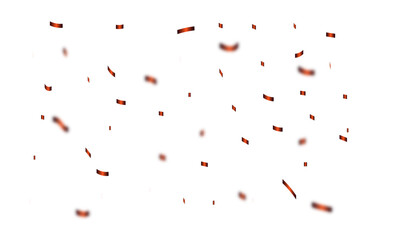 Abstract golden confetti falling down bokeh glitter and zigzag ribbon on transparent background. Design for holyday and celebration background.